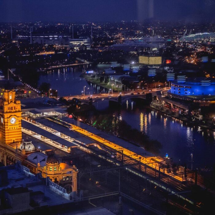 The view of the Yarra River and Flinders Street Station taken from The Lounge